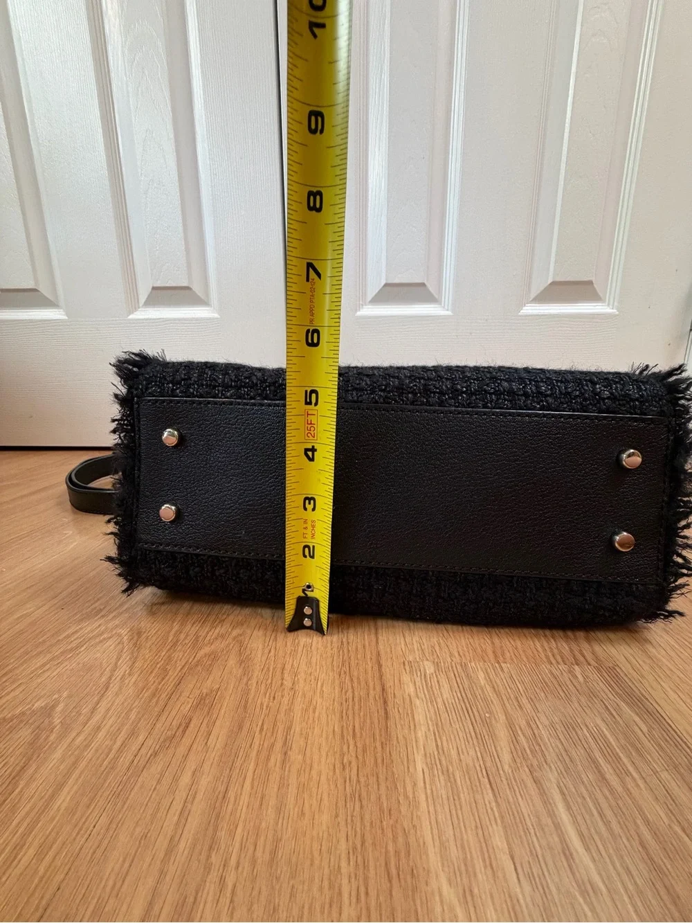 Kate Spade Nadine Black Wool Tweed Satchel with Gold Hardware